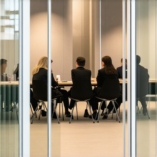 Startup team collaborating in a professionally designed conference room with acoustic treatments.