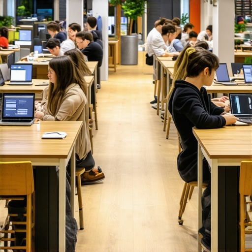 Startup team working together in a modern professional coworking hub