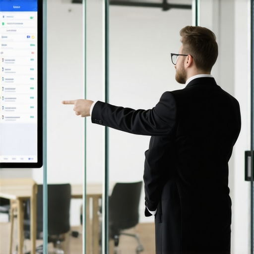 A manager showing a new hire how to use the office meeting room booking system