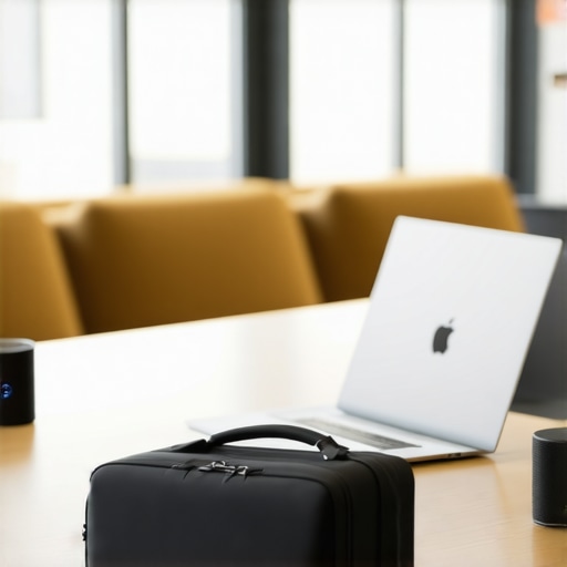 A collection of portable tech tools including a USB-C hub and speakerphone for startup founders.