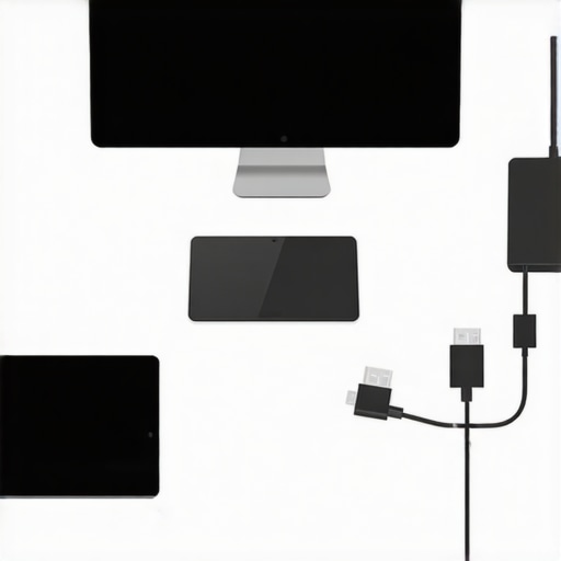 Essential Startup Tech Gear Modern startup workspace with high-end tech equipment and professional networking hardware.