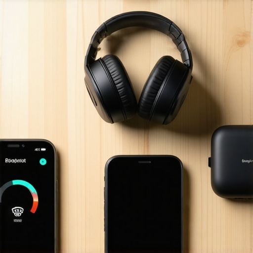 Professional toolkit for startup founders in a coworking environment including light meter and networking gear.