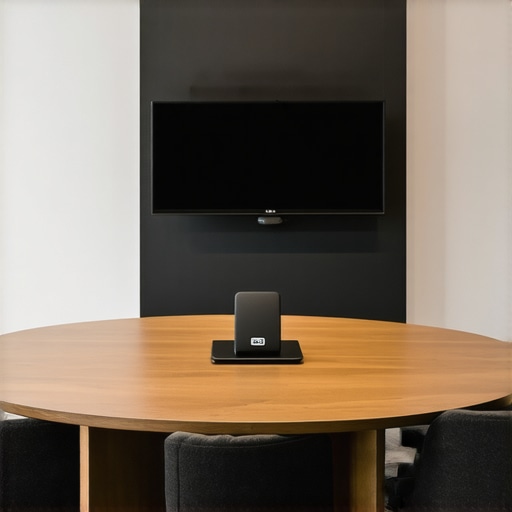 Professional startup conference room with circular table and acoustic privacy