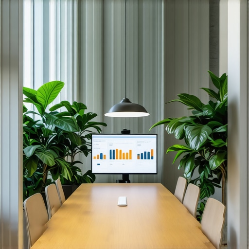 A professional meeting room in a coworking space featuring high ceilings and natural light to boost startup productivity.