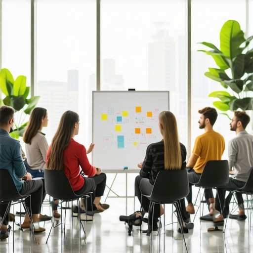 A spacious meeting room with high ceilings designed to boost startup creativity.