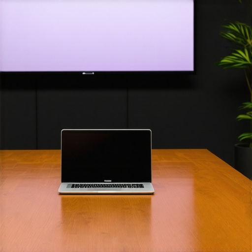High-Tech Professional Conference Room Setup A modern startup conference room with premium AV equipment and professional lighting for business meetings.
