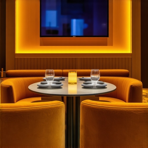 A professional and warm private lounge designed for investor meetings and dinners with modern tech and catering.