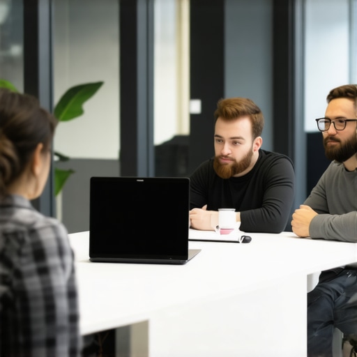 Two startup founders using a professional coworking conference room for an investor meeting.