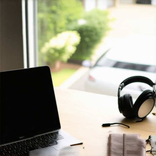 Modern Agile Workspace Essentials Professional minimalist workstation setup in a bright suburban coworking office