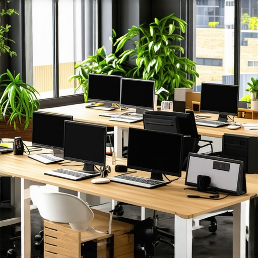A bustling and well-lit coworking office designed for professional focus and collaboration.