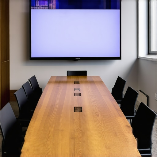 Professional startup conference room setup for investor pitches.