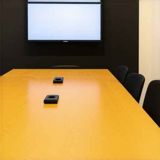 High-tech startup conference room with ergonomic furniture and interactive displays