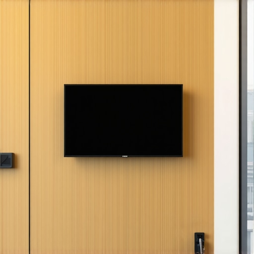 A clean, minimalist startup meeting room featuring advanced video conferencing technology and zero cable clutter.