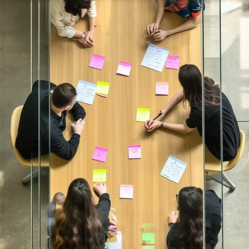 A cozy, highly productive startup team collaborating closely inside an expertly sized coworking meeting room.