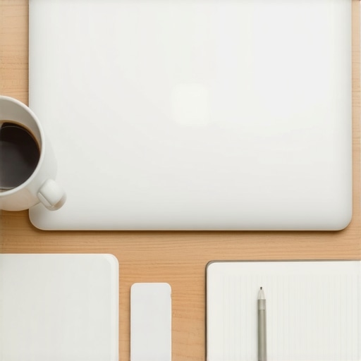 Top-down view of a structured hot-desking setup to maximize productivity and claim workspace territory