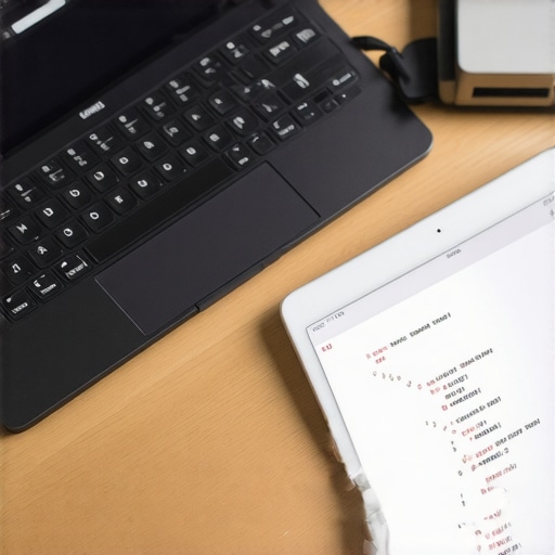 Minimalist startup desk with perfect cable management and digital tools