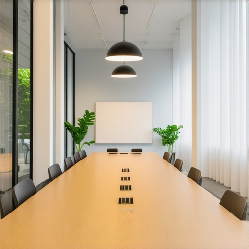 Optimizing Startup Workspace for Creativity A high-ceiling conference room with natural light and minimalist furniture designed for creative thinking.