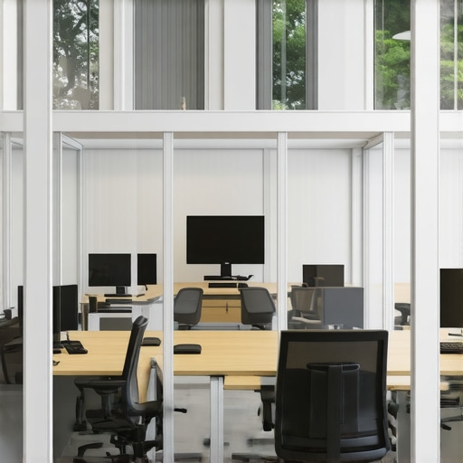 A modern startup office showing a mix of open desks and acoustic privacy booths.