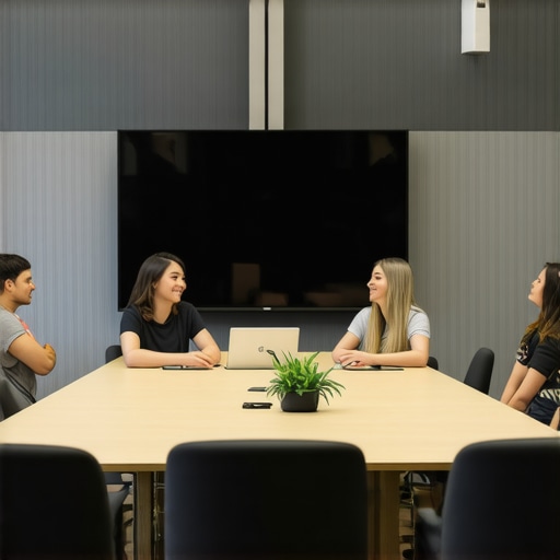 A startup team conducting a confidential meeting in a professional and secure conference room.