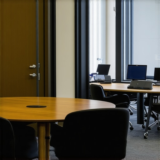 A quiet private meeting room with a circular table designed for high-focus startup collaboration.