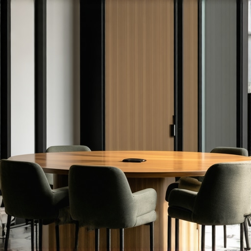 A private conference room with a circular table designed for startup collaboration and privacy.