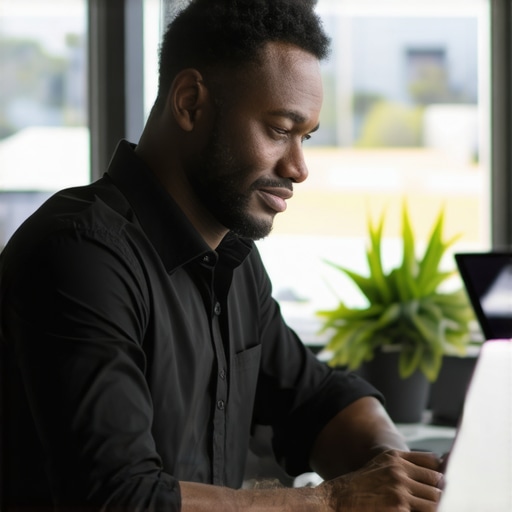 A startup founder testing the technology in a premium coworking conference room before a meeting.