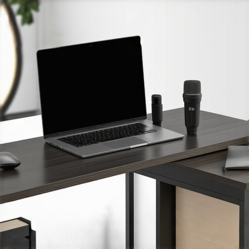 Founder's travel kit with LED light, microphone, and webcam for professional video calls.
