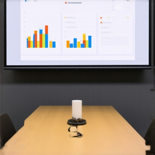 A modern conference room equipped with a large screen and acoustic panels for high-stakes startup meetings.