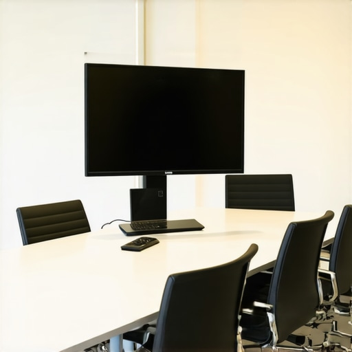 A modern workspace featuring advanced technology for high-stakes startup meetings and hybrid collaboration.