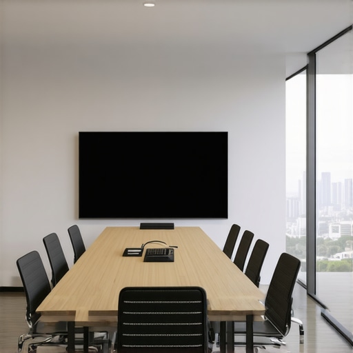 A high-tech conference room designed for startup productivity and investor pitches.