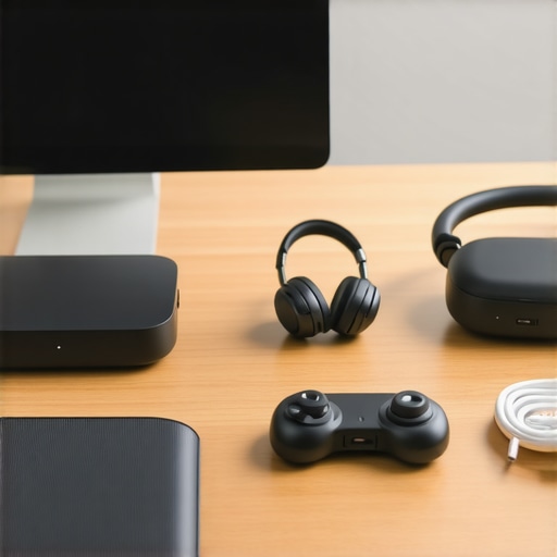 A collection of essential gadgets for maintaining professional standards in a coworking space.