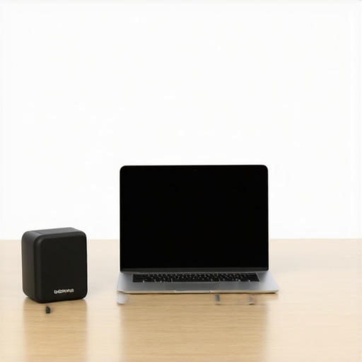 Professional Startup Tech Setup A professional tech setup for a startup pitch in a modern conference room