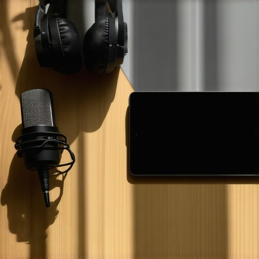 Modern tech gear and noise-canceling headphones on a coworking desk for startup productivity.