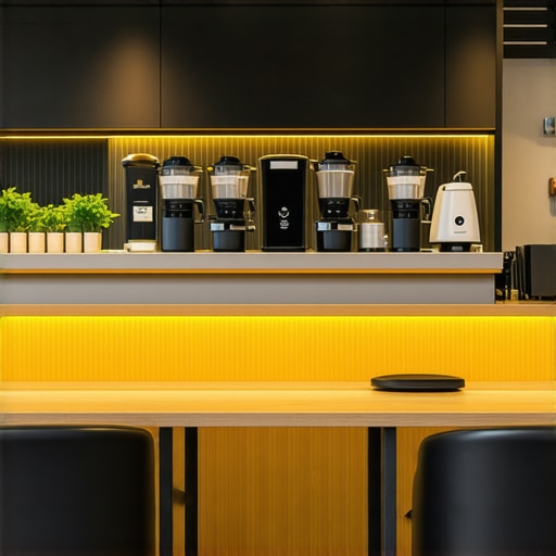 A minimalist professional workspace with acoustic panels and high-quality desks.