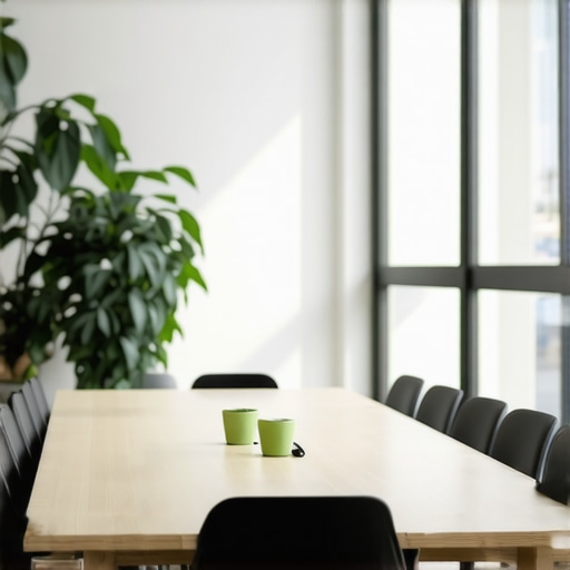 A clean, modern conference room designed for high-stakes startup meetings and focus.