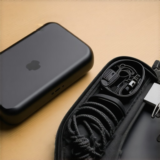 GaN charger and cable organizer on a workspace desk