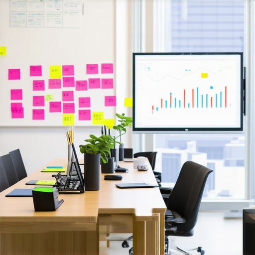A dynamic startup war room filled with creative tools compared to a generic glass office.