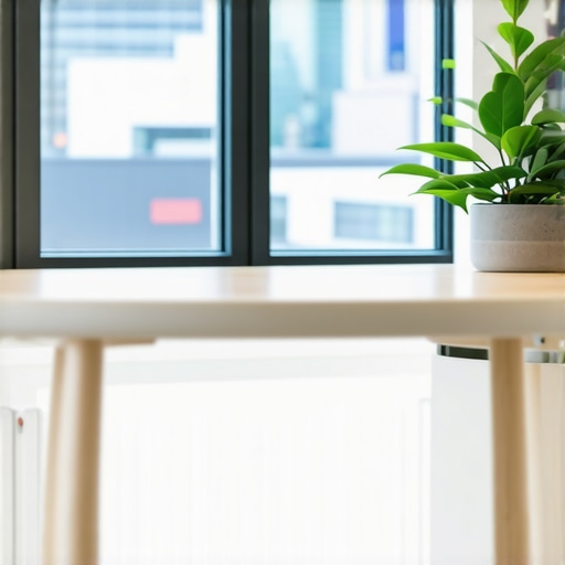 A circular meeting table in a modern coworking space designed for neutral feedback and collaborative startup sessions.