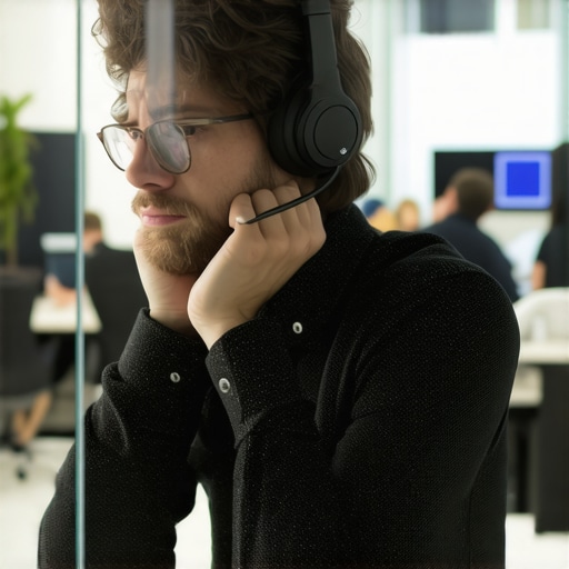 A founder struggling to focus in a glass-walled conference room surrounded by an open-plan office.