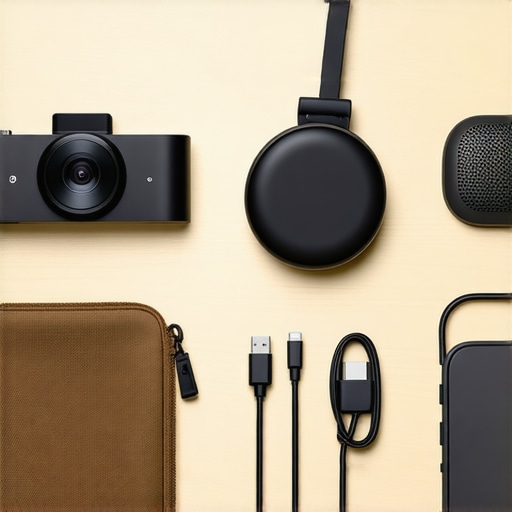 A collection of high-end portable hardware for professional meeting room setups.