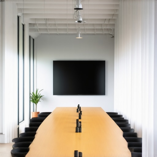 High-ceiling modern startup conference room designed for creativity and collaboration