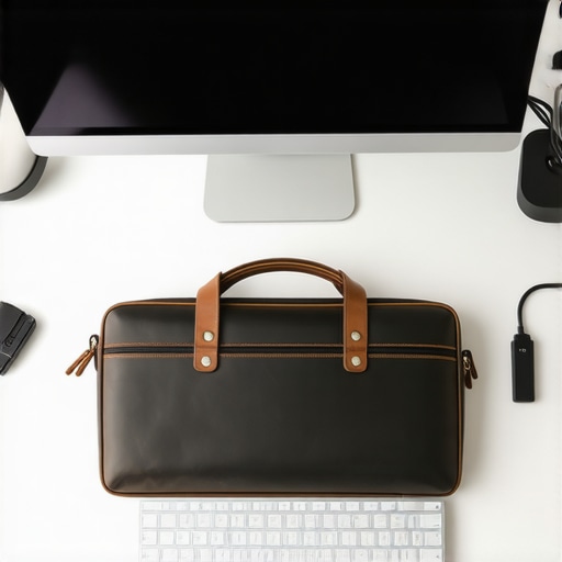 A professional tech bag with essential coworking gear for startup founders