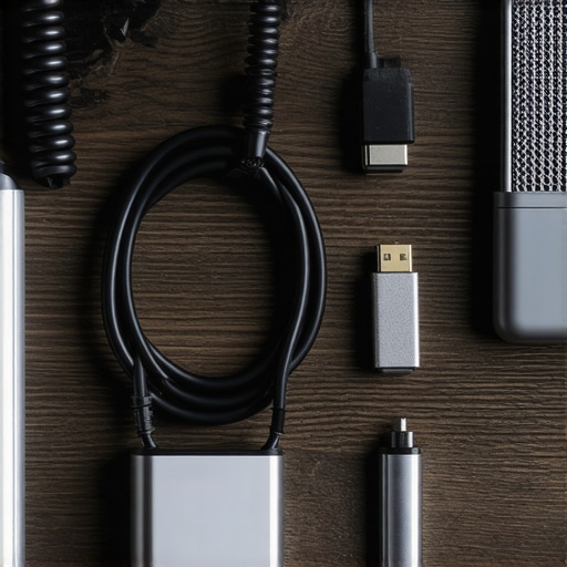 An organized collection of essential tech tools for startup founders including ethernet cables and adapters.