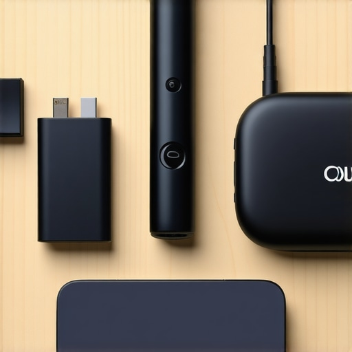 A collection of essential tech tools for startup founders working in shared office environments including chargers and microphones