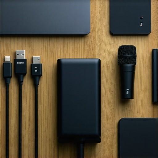 The Ultimate Startup Tech Survival Kit Professional tech gear for startup founders including power banks and cables on a coworking desk.