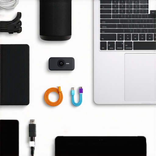 Founder tech survival kit with webcam and speakerphone on a conference table