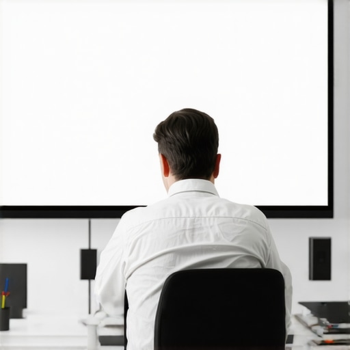 Founder struggling with technology in a modern meeting room