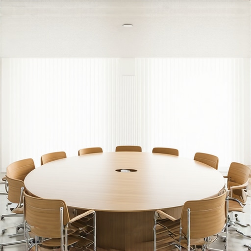 Circular meeting table in a modern office setup