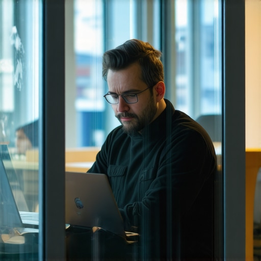 A professional using a private booth in a coworking space for a sensitive call