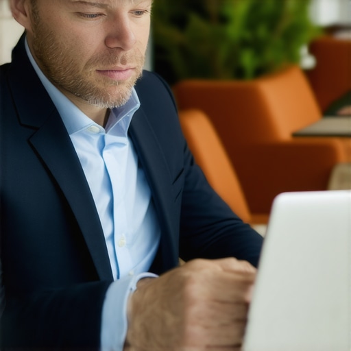 A person testing internet speed in a modern shared office.